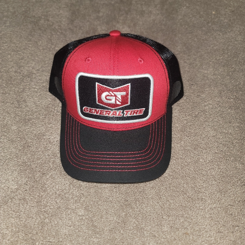 NWT Nascar General Tire Red and Black Trucker Hat Adjustable One Size